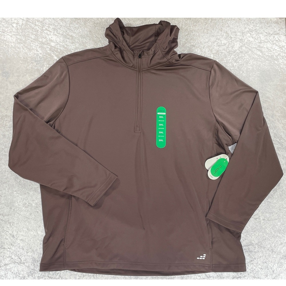 BCG Performance Hoodie Men 3XL Mauve Brown NEW 1/4 Zip Fleece Lined Long Sleeve